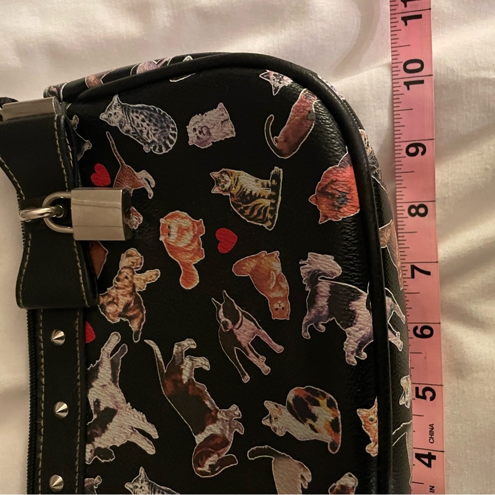 Dog/Cat Vintage Small Shoulder Bag (7x10) Black Vegan Leather pre owned - Picture 6 of 8